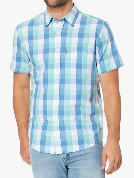 Levi's Other - Levi's Short-Sleeve Blue Plaid Button-Down Shirt Size XXL NEW $18